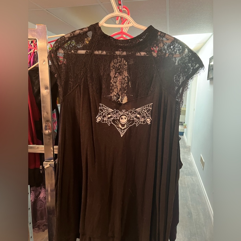 Beautiful lace, embellished nightmare before Christmas shirt